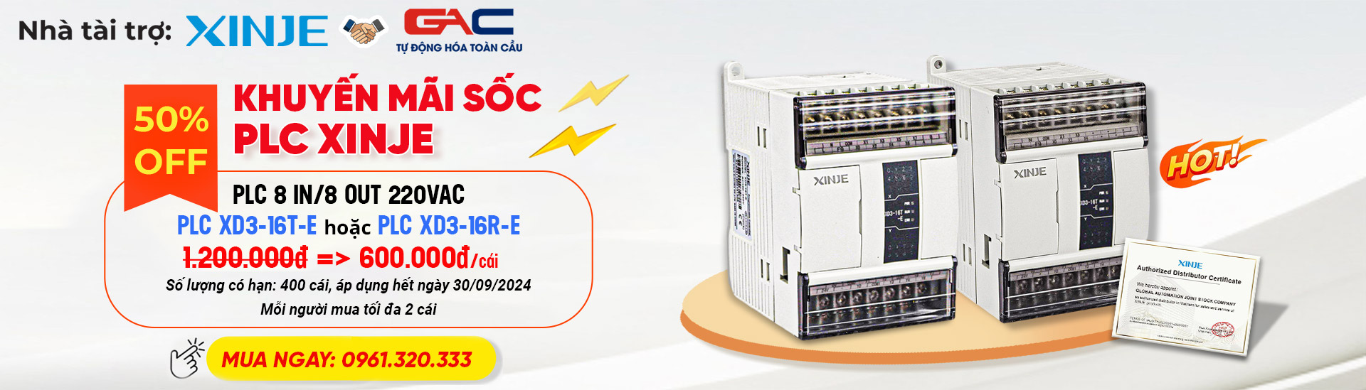 Khuyến mãi PLC Xinje 600K 1 cái